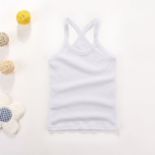 2-10yrs Cotton Girls Vest Colored Kids Camisole Children Tops Summer Baby Singlet Girl Undershirts Teenager Tank E-C010
