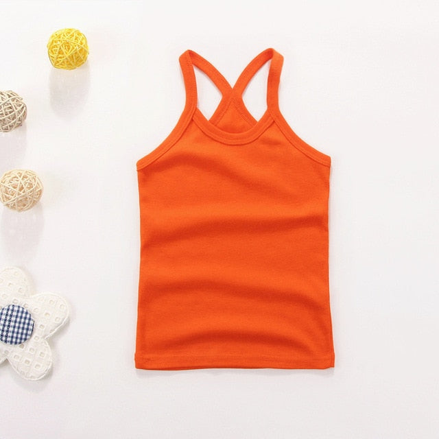 2-10yrs Cotton Girls Vest Colored Kids Camisole Children Tops Summer Baby Singlet Girl Undershirts Teenager Tank E-C010