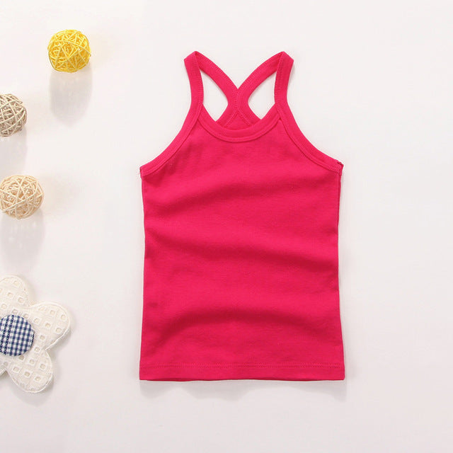 2-10yrs Cotton Girls Vest Colored Kids Camisole Children Tops Summer Baby Singlet Girl Undershirts Teenager Tank E-C010