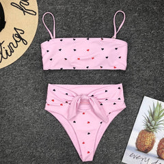 2 Piece Bandage Swimsuit Bikini Push Up Swimwear Women High Waisted Girls Bathing Suit Tankini Swimsuits Women Biquini