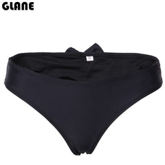 2017 Sexy Solid Bowknot Thong Bikini Brazilian Cut Swimwear Women Bottom Briefs Swimsuit Panties Underwear Thong Bathing Suit