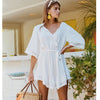 Image of 2018 New Bikini Cover Up Embroidery Crochet Swimsuit Women Beach Dress Summer Ladies Bathing Suit Cover Ups Beach Wear Tunic