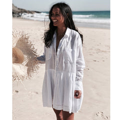 2018 New Bikini Cover Up Embroidery Crochet Swimsuit Women Beach Dress Summer Ladies Bathing Suit Cover Ups Beach Wear Tunic