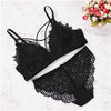 Image of 2018 floral wireless bra lace lightly lined triangle bra set underwear women lingerie deep plunge V neck new arrival
