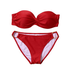2018 solid Underwire Low Waist Swimsuit Beachwear Women Female Bikini Set Swimwear Push-Up Padded Bra biquini