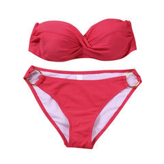 2018 solid Underwire Low Waist Swimsuit Beachwear Women Female Bikini Set Swimwear Push-Up Padded Bra biquini