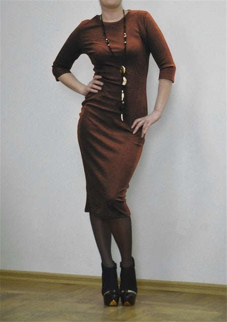 2019 Autumn Hot Slim Bodycon Dress Women Solid Color Chic Party Dresses Casual Sleep Wear Inside Wear Vestidos Pencil Dress