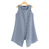Image of 2019 Celmia Vintage Blouses Women Asymmetrical Tunic Tops Summer Sleeveless Buttons Casual Split Long Shirts Plus Size Blusas