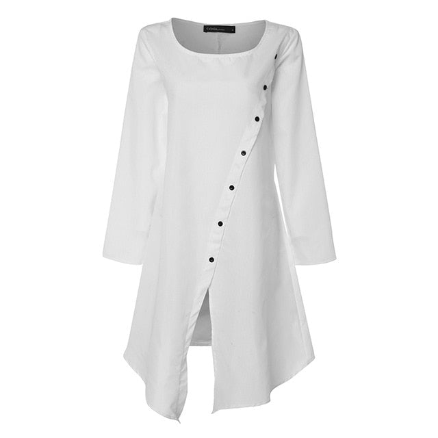 2019 Celmia Vintage Blouses Women Asymmetrical Tunic Tops Summer Sleeveless Buttons Casual Split Long Shirts Plus Size Blusas