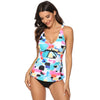 Image of 2019 Halter Tankini Swimsuit Women Plus Size Swimwear Deep V Retro Floral Swimwear Swimming Suit maillot de bain femme tankini