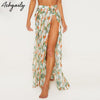 Image of 2019 New Bikini Beach Skirt Tunics for Beach Long Leaves Print Bikini Cover up Robe de Plage Sarong Beach Swimsuit cover-ups