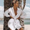 Image of 2019 New Bikini Beach Skirt Tunics for Beach Long Leaves Print Bikini Cover up Robe de Plage Sarong Beach Swimsuit cover-ups
