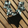 Image of 2019 New Bikini Floral Ruffled Bikini Set Women V-neck High Waist Two Piece Swimsuit Girl Beach Bathing Suit Swimwear Biquinis