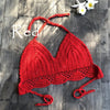 Image of 2019 New Bikini Top Handmade Crochet Women Boho Beach Bralette Solid Halter Knitted Swimsuit Brazilian Bikinis Bathing Suit Top