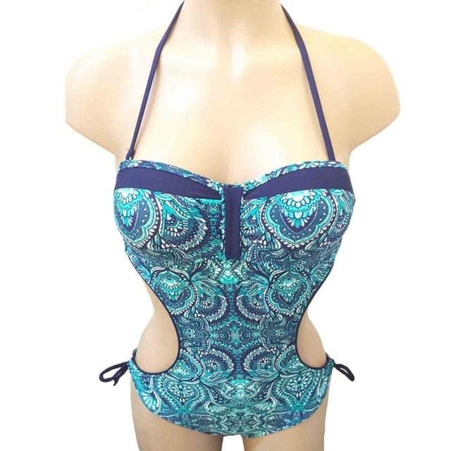 2019 New Bikini Womens Underwired One Piece Swimsuit Retro Vintage Tribal Print  Swimwear for Women Monokini Swimsuit
