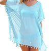 Image of 2019 New Chiffon Tassels Beach Wear Women Swimsuit Cover Up Swimwear Bathing Suits Summer Mini Dress Loose Solid Pareo Cover Ups