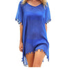 Image of 2019 New Chiffon Tassels Beach Wear Women Swimsuit Cover Up Swimwear Bathing Suits Summer Mini Dress Loose Solid Pareo Cover Ups