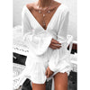 Image of 2019 New Cover-ups Summer Women Beach Wear White Cotton Tunic Dress Bikini Bath Sarong Wrap Skirt Swimsuit Cover Up Ashgaily