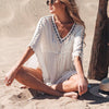 Image of 2019 New Cover-ups Summer Women Beach Wear White Cotton Tunic Dress Bikini Bath Sarong Wrap Skirt Swimsuit Cover Up Ashgaily