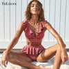 Image of 2019 New High Waist Bikini Swimwear Women Swimsuit Push Up Bikinis Women Bathing Suit Biquini Ruffle Bikini Summer Beach Wear
