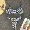 Image of 2019 New High Waist  Bikini set Yellow Bandeau Swimsuit Sexy Print Thong Bikini Women Swimwear Two-pieces Bather Bathing Suit
