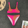 Image of 2019 New High Waist  Bikini set Yellow Bandeau Swimsuit Sexy Print Thong Bikini Women Swimwear Two-pieces Bather Bathing Suit