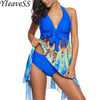 Image of 2019 New Plus Size Tankini set Women Swimwear Two Piece Print Halter Swimsuit Swimming Dress Bathing Suit S--5XL