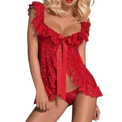 2019 New Sexy Lingerie Robe Dress Women Erotic Costumes Lace Sleepwear Nightgown+  Sexy G String Sleepwear Nightgowns QQNY22