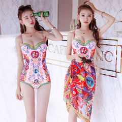 2019 New Sexy Women Printed One Piece Swimwear Swimming Beach Wear Swim Female Swimsuit Underwire Summer Push Up Sexy Swimsuits