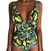 Image of 2019 New Women Sexy Print Brazilian One Piece Swimsuit Floral Retro Thong High Waist Bodysuit Backless High Cut Bikini Swimwear