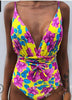 Image of 2019 New Women Sexy Print Brazilian One Piece Swimsuit Floral Retro Thong High Waist Bodysuit Backless High Cut Bikini Swimwear