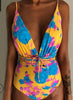Image of 2019 New Women Sexy Print Brazilian One Piece Swimsuit Floral Retro Thong High Waist Bodysuit Backless High Cut Bikini Swimwear