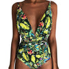 Image of 2019 New Women Sexy Print Brazilian One Piece Swimsuit Floral Retro Thong High Waist Bodysuit Backless High Cut Bikini Swimwear