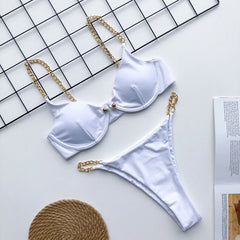 2019 New high cut thong bathing suit high waist swimsuit Solid swimwear women Brazilian Biquini swim beach micro bikini set