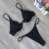 Image of 2019 New high cut thong bathing suit high waist swimsuit Solid swimwear women Brazilian Biquini swim beach micro bikini set