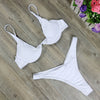 Image of 2019 New high cut thong bathing suit high waist swimsuit Solid swimwear women Brazilian Biquini swim beach micro bikini set