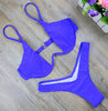 Image of 2019 New high cut thong bathing suit high waist swimsuit Solid swimwear women Brazilian Biquini swim beach micro bikini set