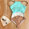 Image of 2019 Patchwork One Piece Swimsuit Swimwear High Neck Bodysuit Bathing Suit Women Piece Swimwear Beach Wear Monokini