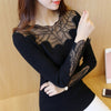 Image of 2019 Red Black lace Blouse Women Elegant Long Sleeve chemise Cute Shirts Femme Plus Size Autumn winter Casual Blusa Tops Clothes