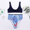 Image of 2019 Scrunch Butt Bikini Tropical Leaf Tie Front Swimwear Women High Waist Swimsuit Mix and Match Keyhole Bathing Suit Biquni