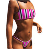 Image of 2019 Sexy Bandeau Bikinis Women Thong Swimsuits Solid Swimwear Female Bikini set Striped Black Brazilian Biquini Bathing Suit