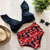 Image of 2019 Sexy High Waist Bikini Women Swimwear Push Up Swimsuit Ruffle Bathing Suit Polka Dot Biquinis Summer Beach Wear Female