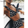 Image of 2019 Sexy High Waist Bikini Women Swimwear Push Up Swimsuit Ruffle Bathing Suit Polka Dot Biquinis Summer Beach Wear Female