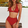 Image of 2019 Sexy High Waist Dot Print Bikini swimwear Women Halter Push Up Bikini set Swimsuit female Biquini Beach Wear Bathing Suit