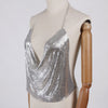 Image of 2019 Sexy Lower Cut Out Deep V Neck Metal Chain Halter Summer Camis Backless Off Shoulder Tops Ajustable Straps Tank Tops