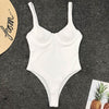Image of 2019 Sexy Underwired Ribbed One Piece Swimsuit Female High Leg Cut Swimwear Women Push up Bathing Suit Swim wear Bather Monokini