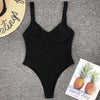Image of 2019 Sexy Underwired Ribbed One Piece Swimsuit Female High Leg Cut Swimwear Women Push up Bathing Suit Swim wear Bather Monokini