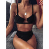 Image of 2019 Sexy Women High Waist Bikini Swimsuit Swimwear Female Bandeau Thong Brazilian Biquini Bikini Set Bathing Suit Bather