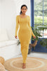 Image of 2019 Spring Autumn Women New Long Sleeve O Neck Solid Slim Long Dress Casual Simple High Stretchy Bodycon Package Hip Maxi Dress