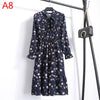 Image of 2019 Spring Women Dress For Ladies Long Sleeve Polka Dot Vintage Chiffon Shirt Dress Casual Black Red Floral Autumn Midi Dress
